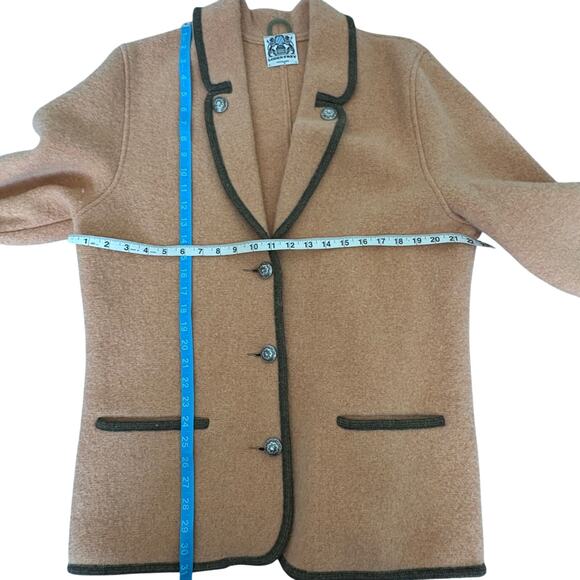 Vintage Wool LodenFrey München Blazer Peach Trimmed Alpine Jacket Scandi Girl - Picture 12 of 13
